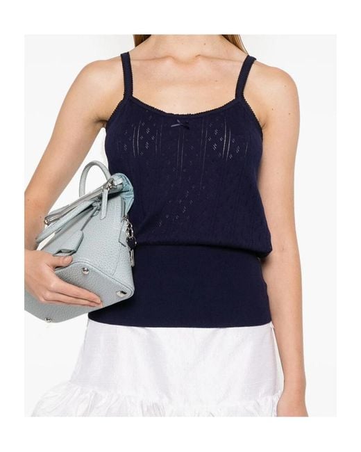 J.W. Anderson Blue Pointelle-Knit Top