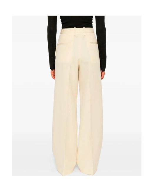 Jil Sander Natural High-Waisted Wool Trousers