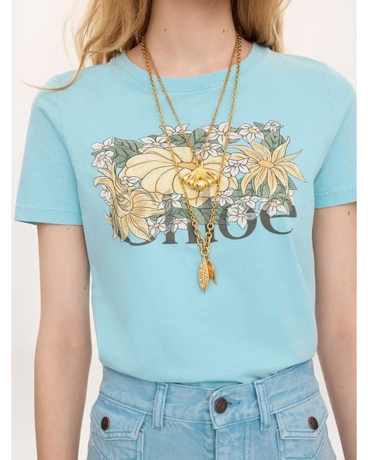 Chloé Blue Baby Fit Logo T-Shirt