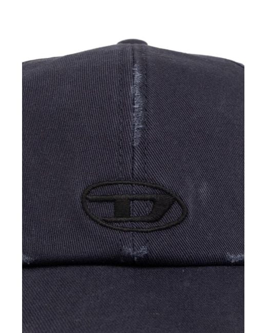 DIESEL Blue C-Dale Distressed Baseball Cap for men