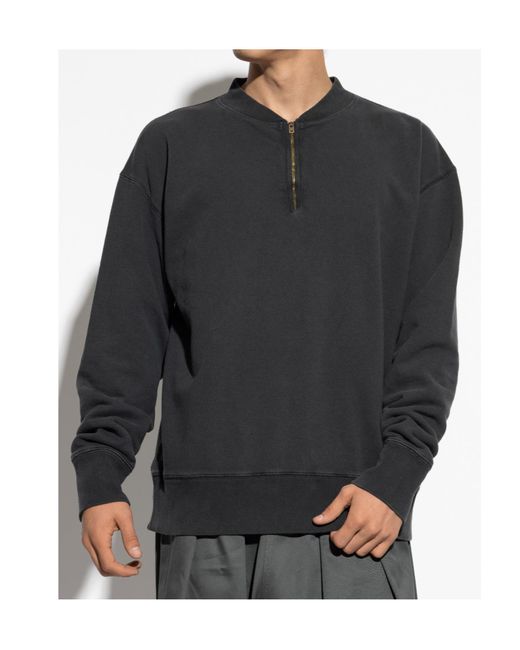 Maison Margiela Gray Half-Zip Cotton Sweatshirt for men
