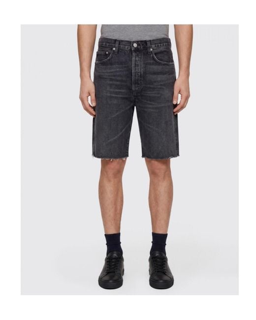 Agolde Black Anson Buttoned Shorts for men