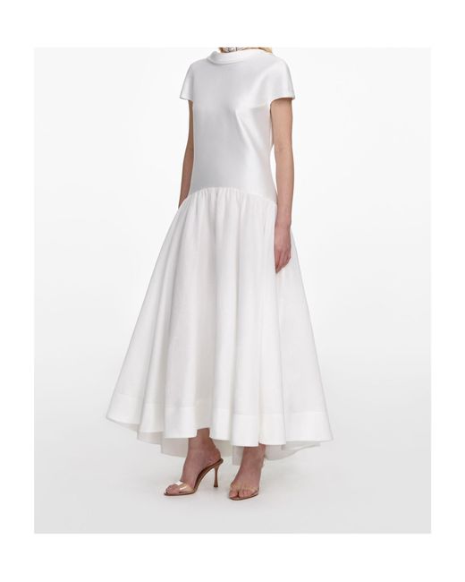 Self-Portrait White Scoop-Neck Back Midi Dress