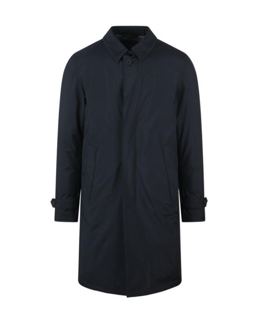 Herno Blue Laminar Collared Button-Up Padded Coat for men