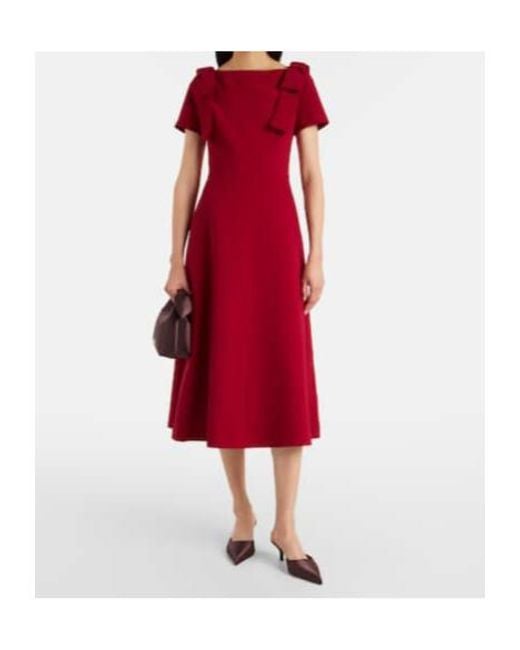 Carolina Herrera Red Bow-Detail Crêpe Midi Dress