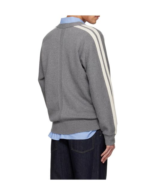 Jil Sander Gray Cashmere Blend Long-Sleeved Knit Cardigan for men