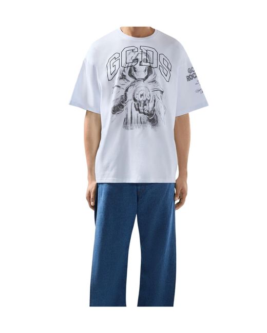 Gcds White Logo-Print T-Shirt for men