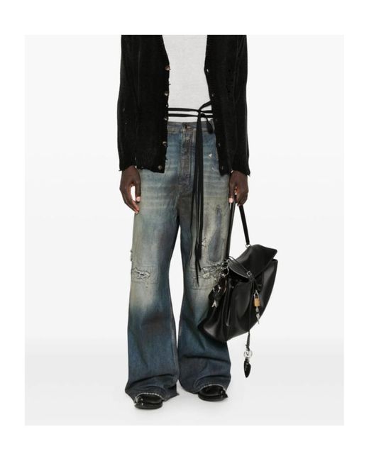 Ann Demeulemeester Gray Distressed Panelled Jeans for men