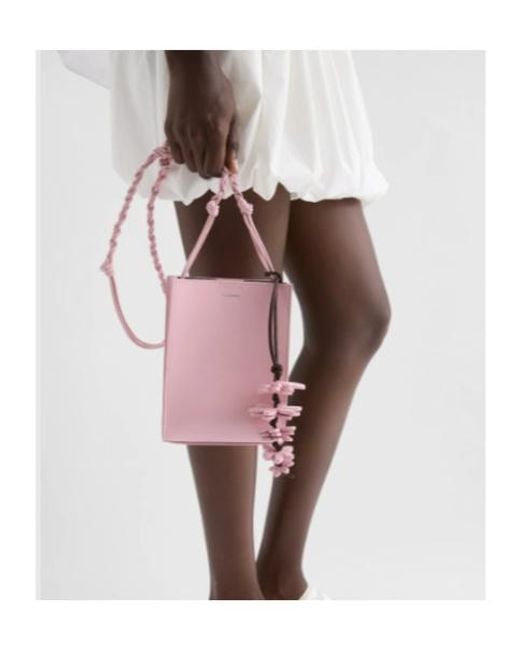 Jil Sander Pink Tangle Small Logo Embossed Crossbody Bag