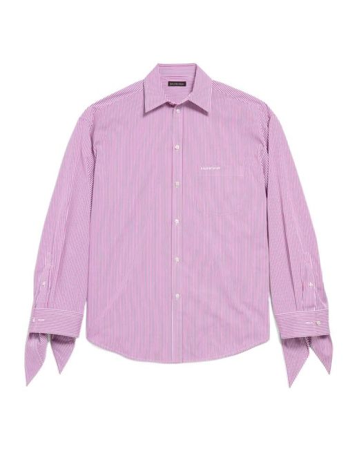 Balenciaga Purple Pinstriped Knott Cuffs Shirt