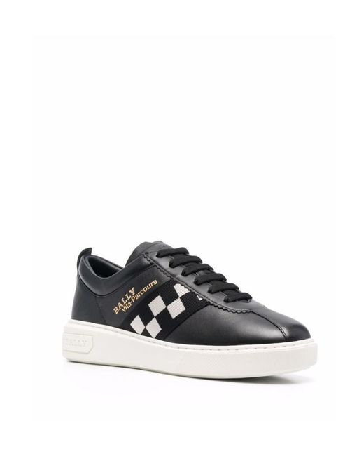 Bally Black Check-Print Low-Top Sneakers for men