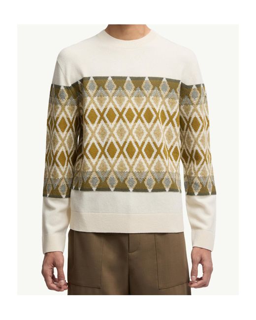 Moncler Natural Rhombus Pattern Wool Sweater for men