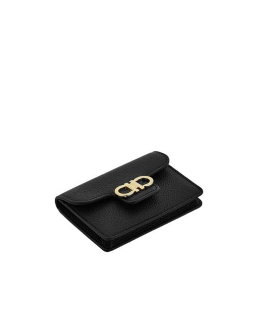 Ferragamo Black Ferragamo Gancini Plaque Folded Wallet
