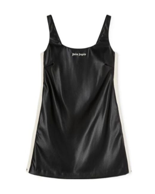 Palm Angels Black Logo Embroidered Sleeveless Mini Dress