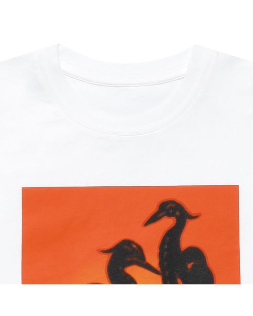 Heron Preston White Printed T-Shirt With Round Neck for men