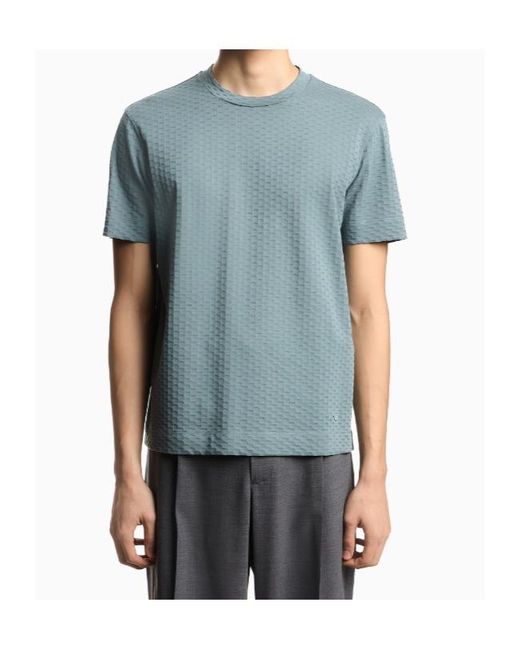Emporio Armani Blue Textured T-Shirt for men