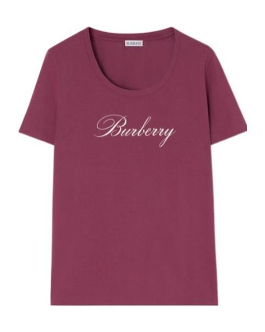 Burberry Purple Logo Stretch Cotton T-Shirt