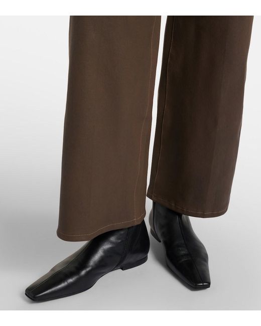 FRAME Brown Le Slim Palazzo Leather Wide-Leg Pants