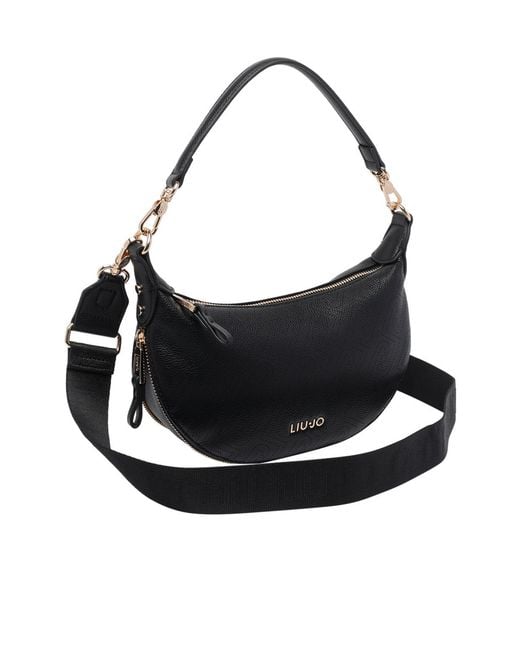 Liu Jo Black Logo Plaque Shoulder Bag