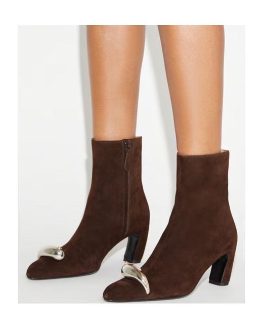 Tory Burch Brown Pierced Heeled Ankle Boots