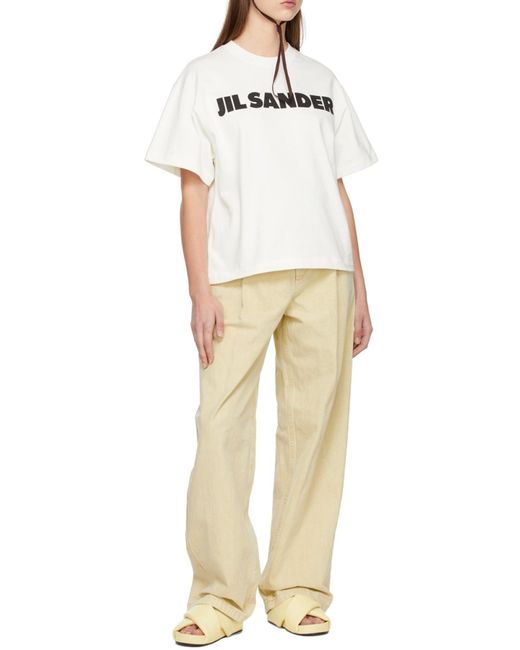 Jil Sander Natural Belted Wide Leg Pants