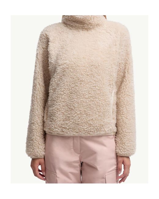 Moncler Natural Grenoble Teddy Turtleneck Sweatshirt