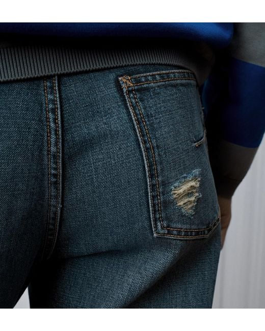 Dior Blue Homme Distressed Wide-Leg Jeans for men