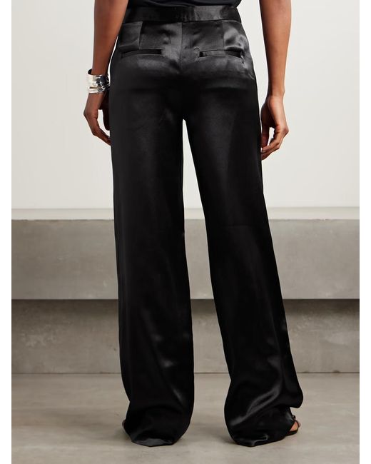 Ulla Johnson Black Ollie Satin Straight-Leg Pants