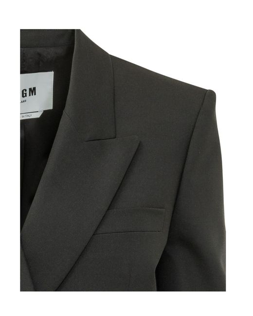 MSGM Black Double-Breasted Blazer