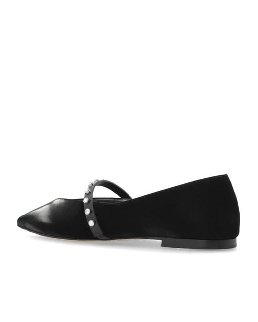 McQueen Black Srud-Embellished Ballerina Flats