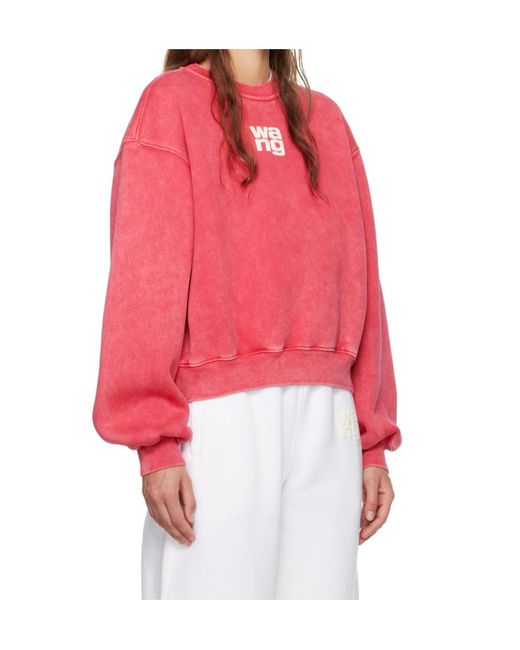Alexander Wang Red Logo Flocked Faded Sweatshirt