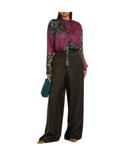 Dries Van Noten Gray Penn Pinstriped Wide-Leg Woven Trousers