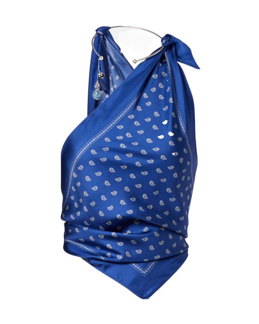 Christopher Esber Blue Asymmetrical Print Top
