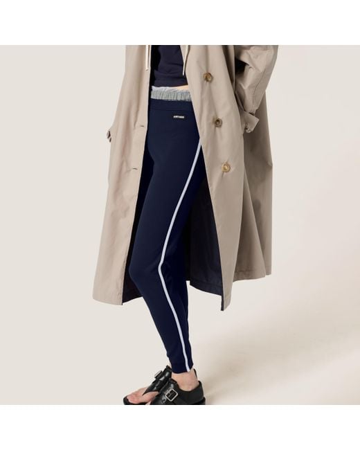 Miu Miu Blue Elasticated Waistband Slim-Fit Trousers