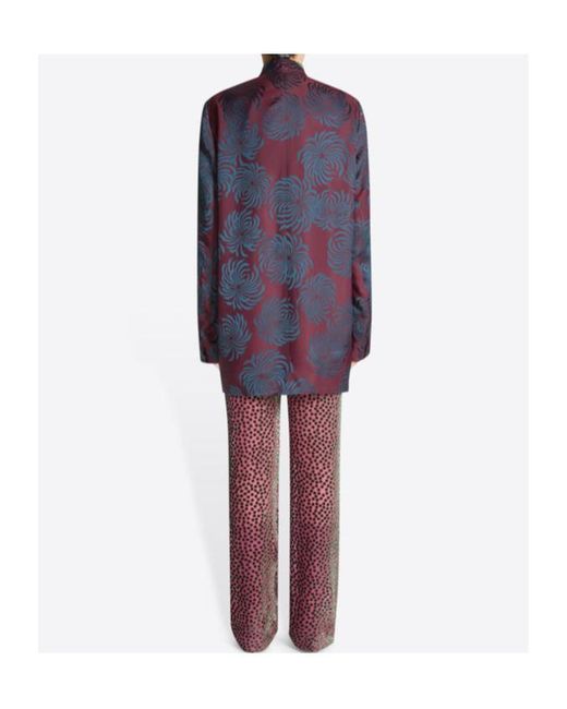 Dries Van Noten Purple Floral Printed Double-Breasted Blazer