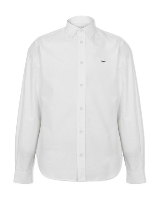 Prada White Long-Sleeve Plain Shirt for men