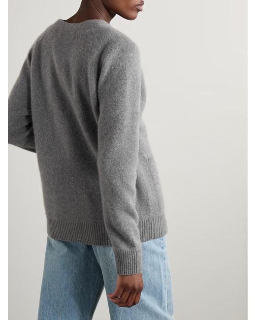 The Elder Statesman Gray Long-Sleeved Cashmere Cardigan