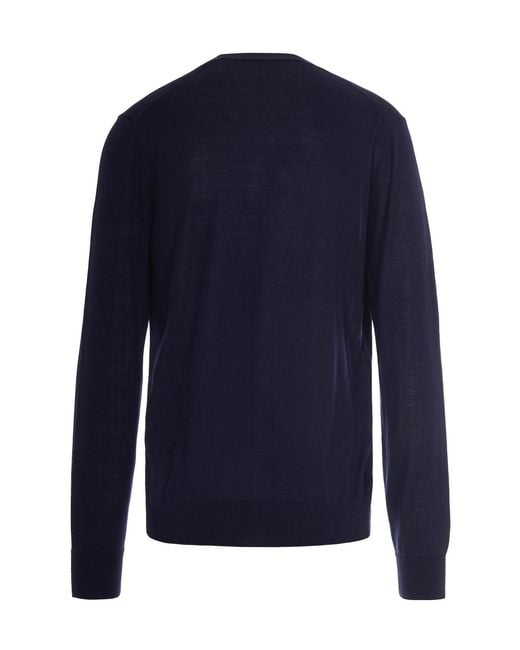 Ballantyne Blue V-Neck Wool Cardigan for men