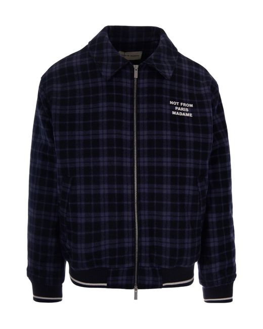 Drole de Monsieur Blue Drôle De Monsieur Slogan Checked Jacket for men