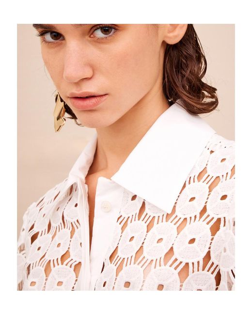 Erika Cavallini Semi Couture White Fringed Lace Shirt