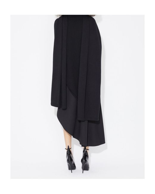 Alaïa Blue Knitted Asymmetrical Cape Pullover