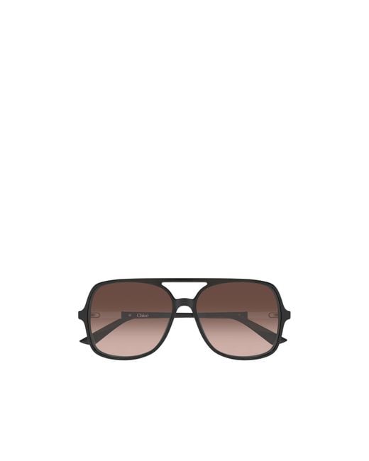 Chloé Brown Chloé Eyewear Pilot Frame Sunglasses