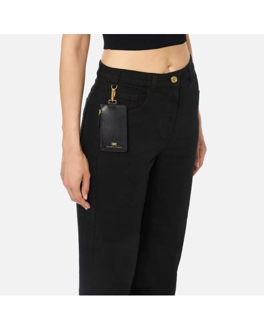 Elisabetta Franchi Black Five-Pocket Cotton-Blend Jeans