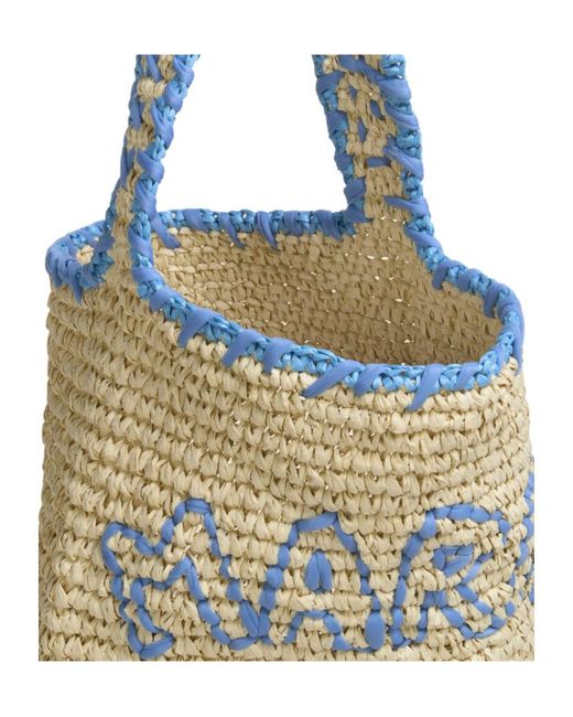 Marni White Logo Detailed Small Hobo Bag