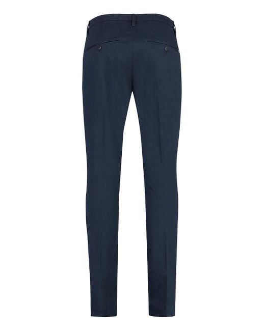 Dondup Blue Belt-Lined Casual Pants for men