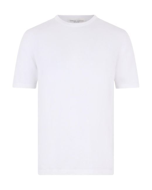 Roberto Collina White Cotton Crew-Neck T-Shirt for men