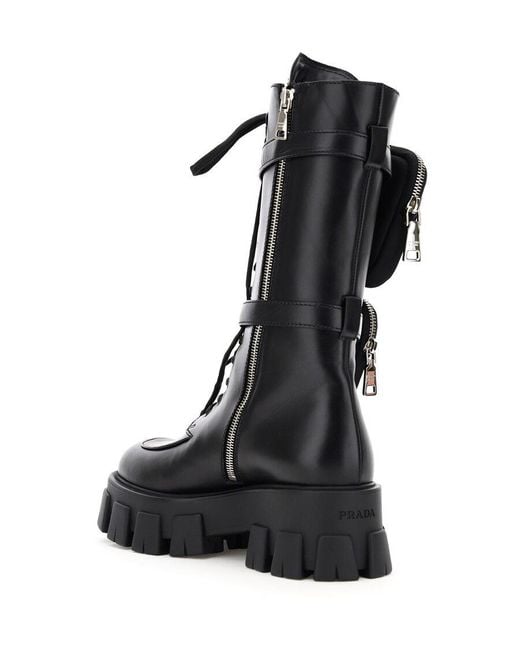 Prada Monolith Boots in Black | Lyst