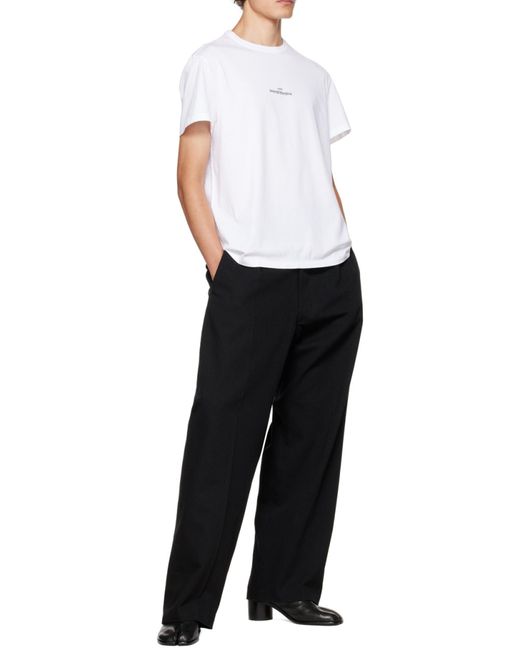 Maison Margiela White Logo Embroidered Crewneck T-Shirt for men