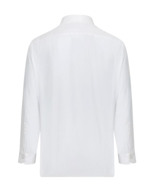 Tom Ford White Silk Concealed-Placket Shirt for men