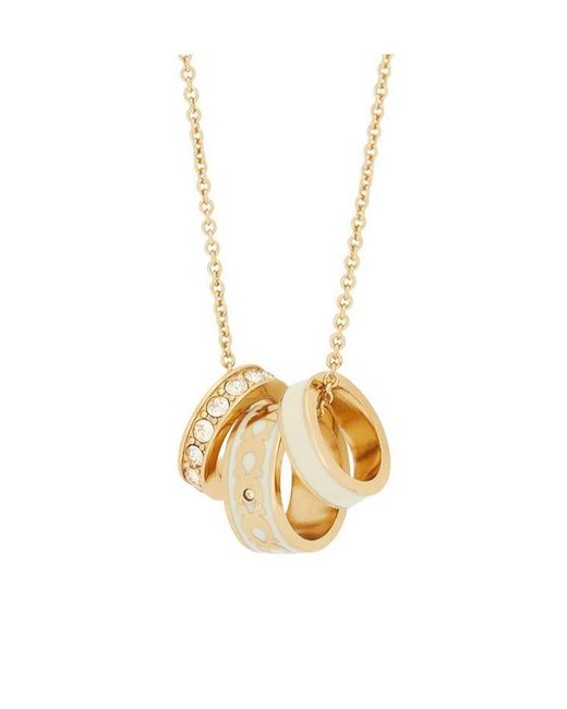 COACH Metallic Crystal-Rings Necklace